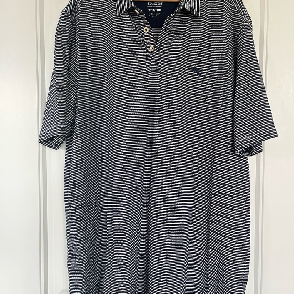 Tommy Bahama White and Blue Polo Shirt